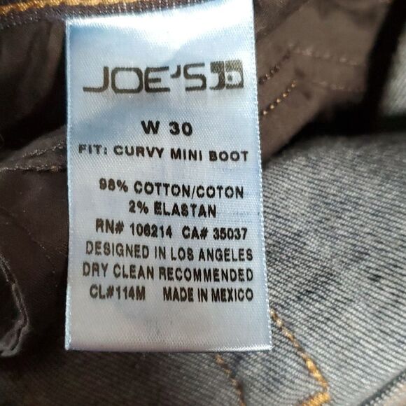 Joe's Curvy Mini Boot Cut Mid Rise Jeans Size 30 Everleight Dark Wash Skinny Leg - Picture 10 of 13
